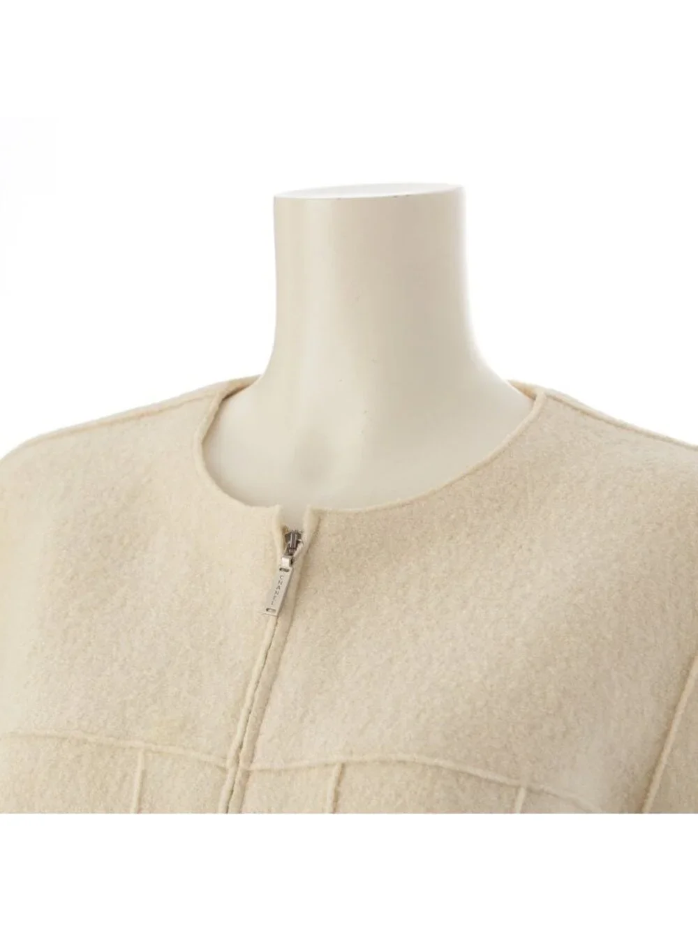 Chanel Wool Bicolor Zip Up Hem Chain Tailored Jacket White Black 38